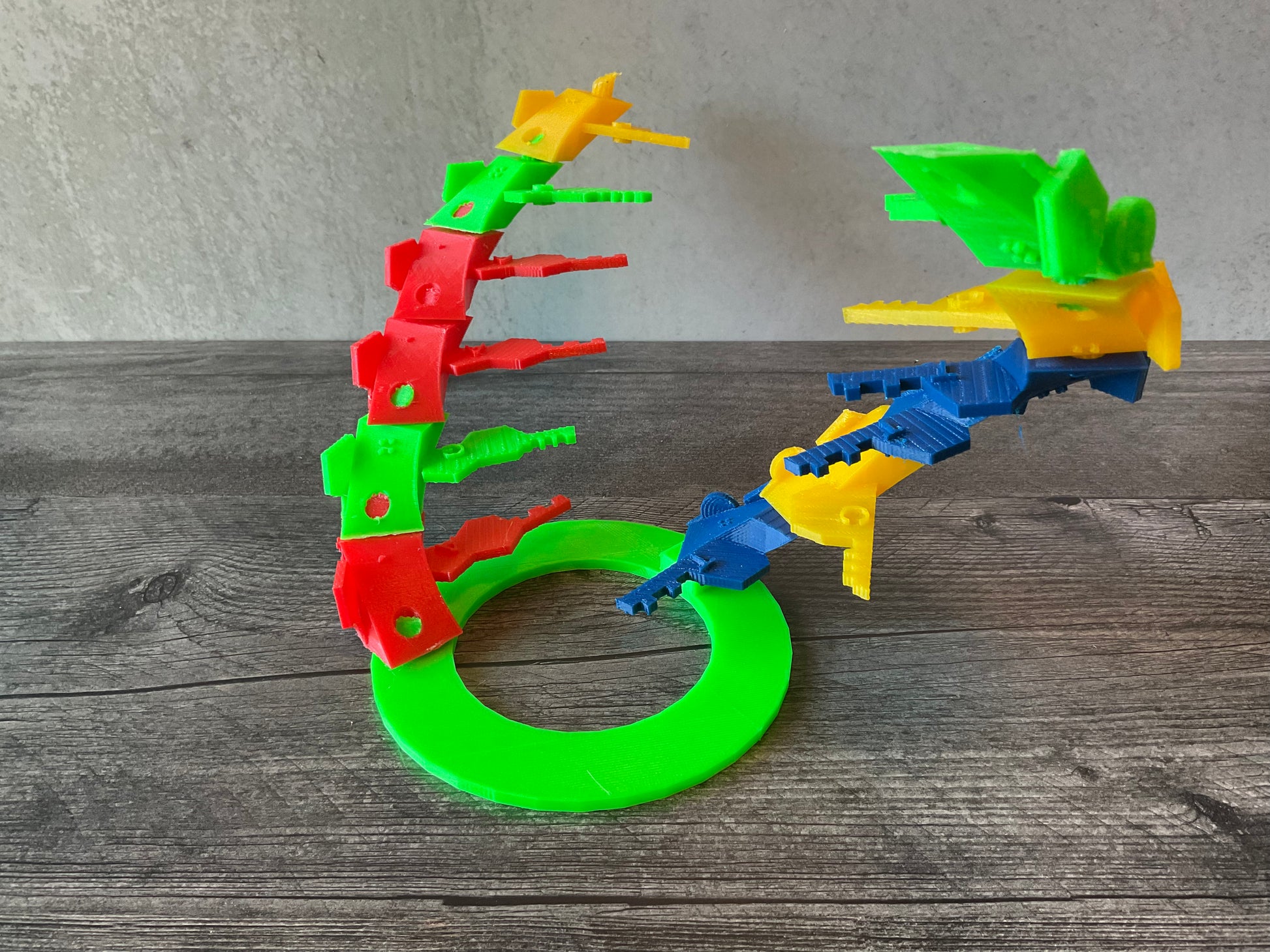 This shows two unzipped strands of DNA on the base. The DNA can twist out of position and 'unzip' like real DNA can in the process of transcription or during replication.