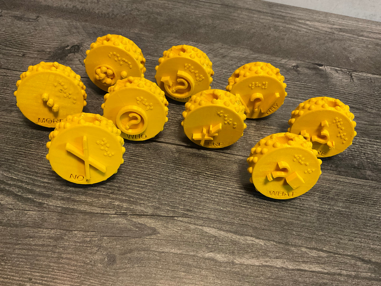 9 yellow circle beads Who What Where When Why Not Here More Some