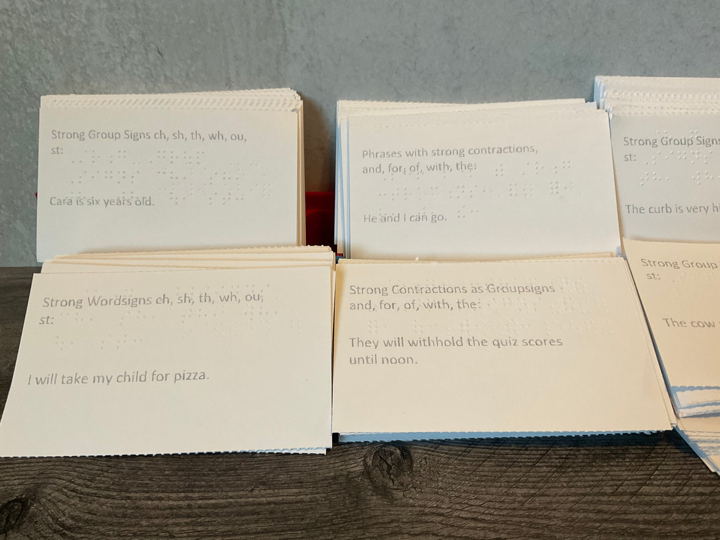 Close up on some of the practice phrases