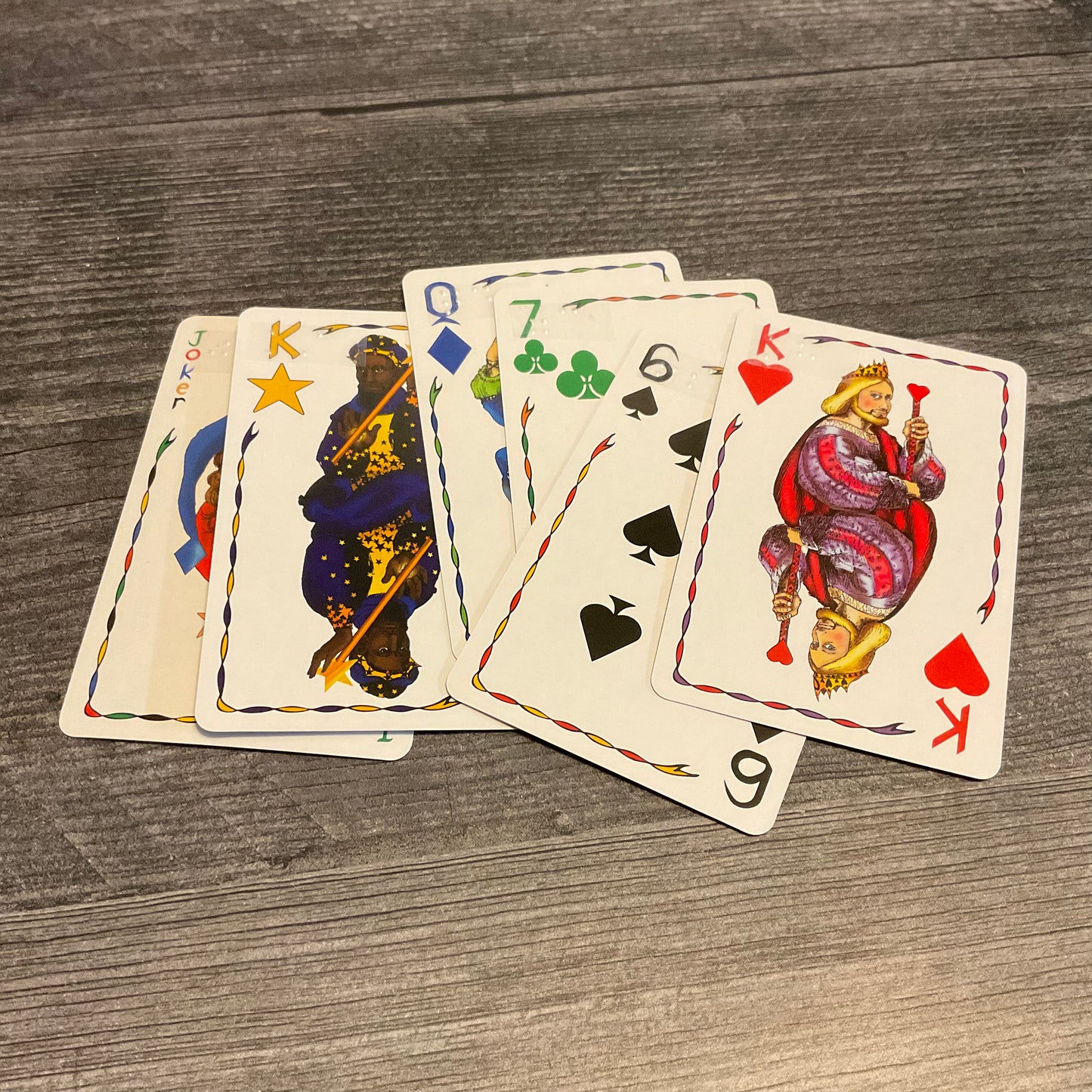 A line of cards with braille on them.