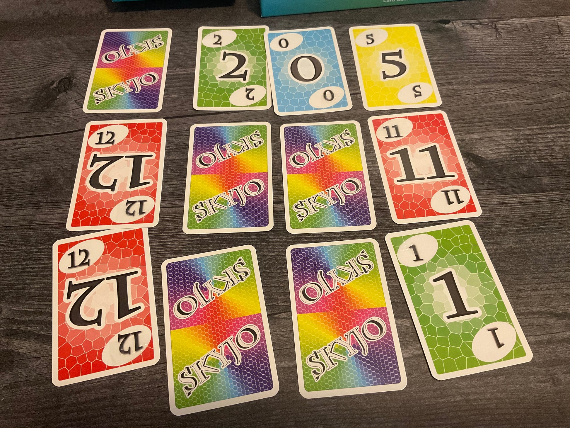 Another shot of the 3x4 grid. The game is played with each player having this setup and flipping cards