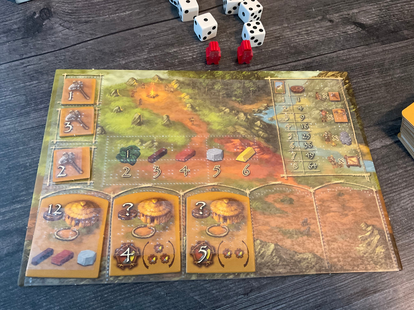 A picture of the player board with transparent braille overlay.