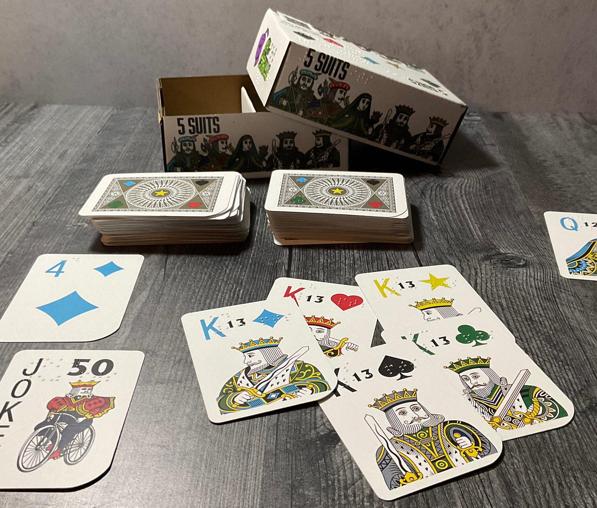 A picture of the cards with the box.