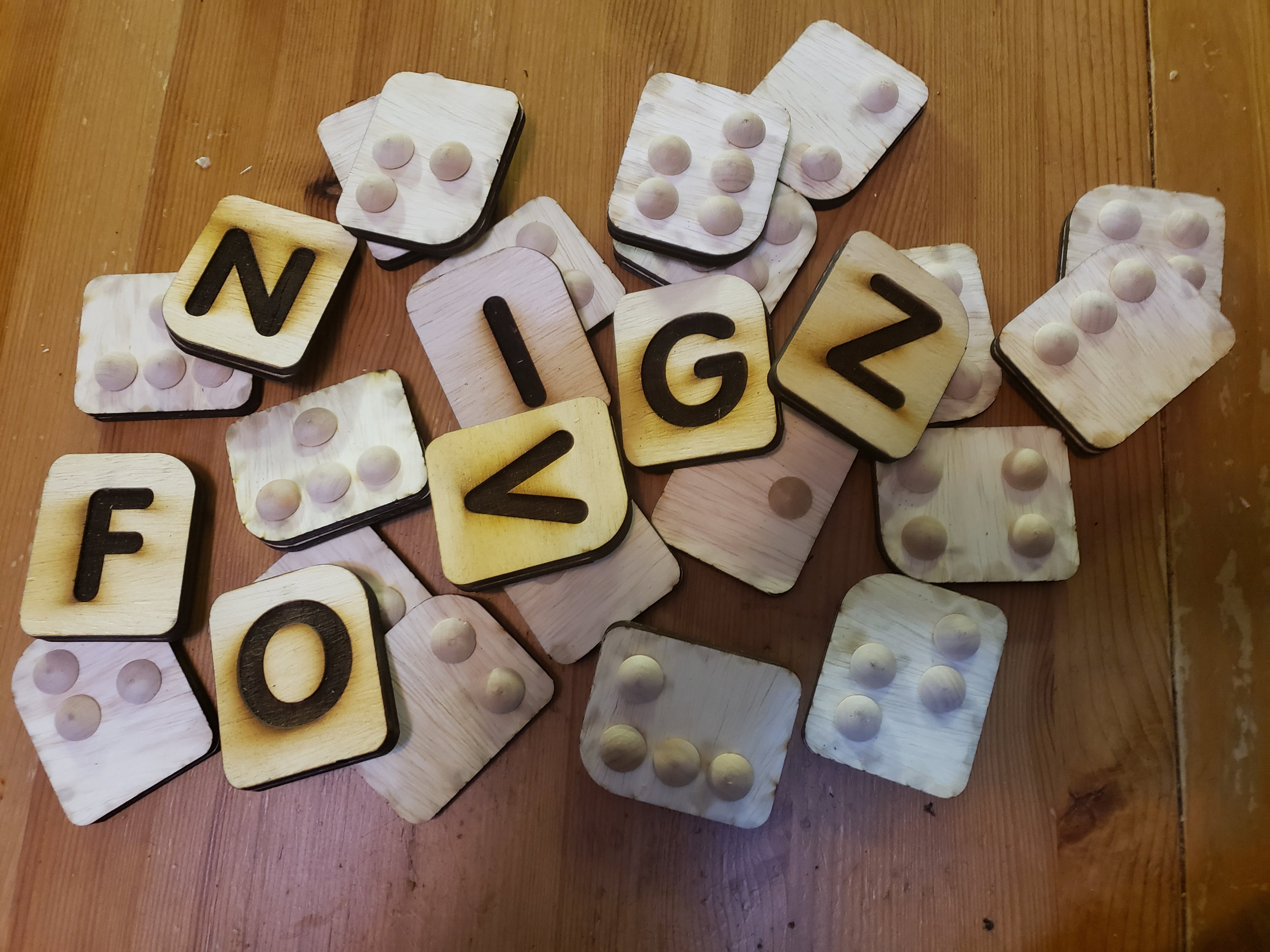 Wooden Braille Alphabet Blocks
