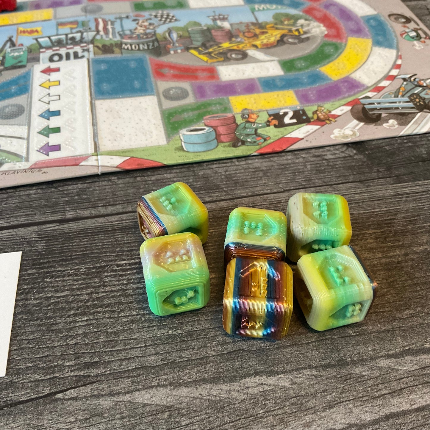 close up shot of the braille dice