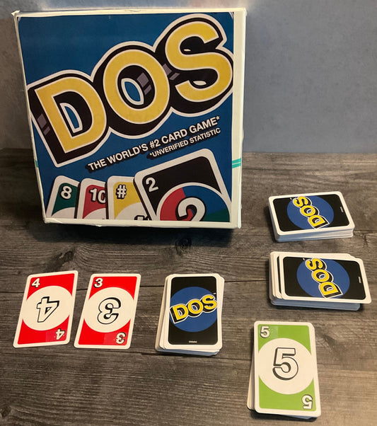 The Dos cards set out. All the cards have transparent braille on them.