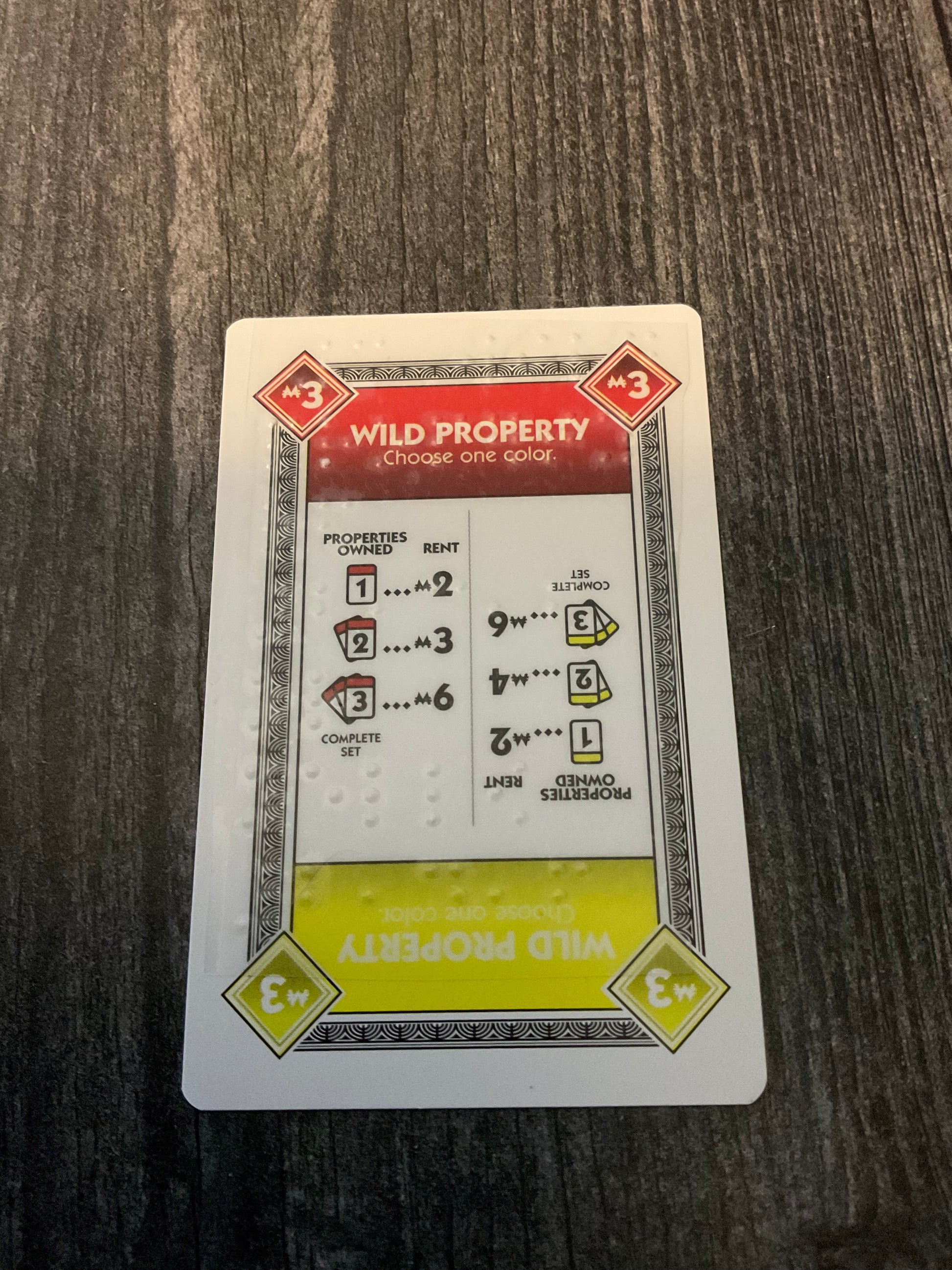 Image of a red/yellow wild property card