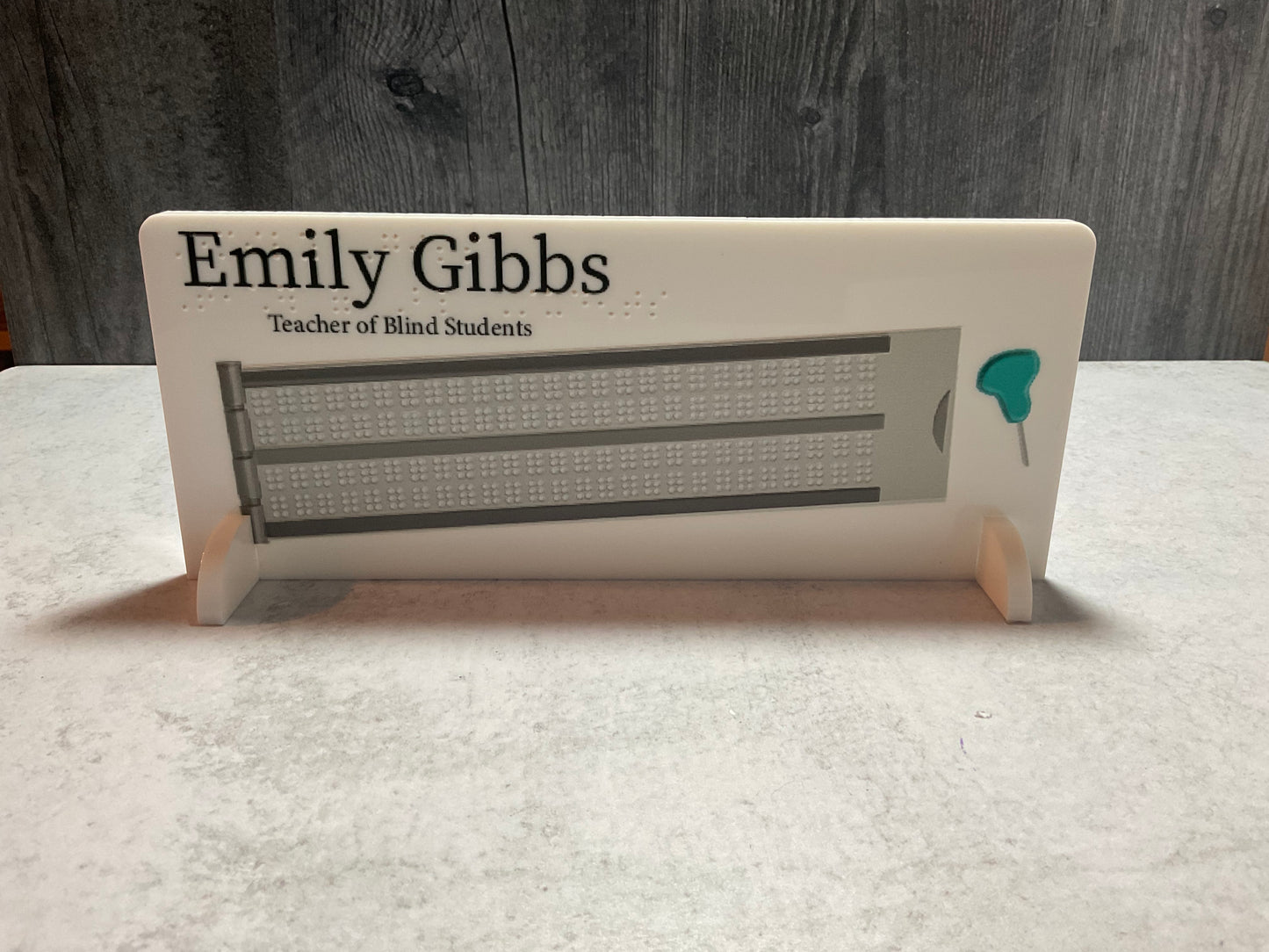 Custom Braille/Large Print Desktop Name Plate