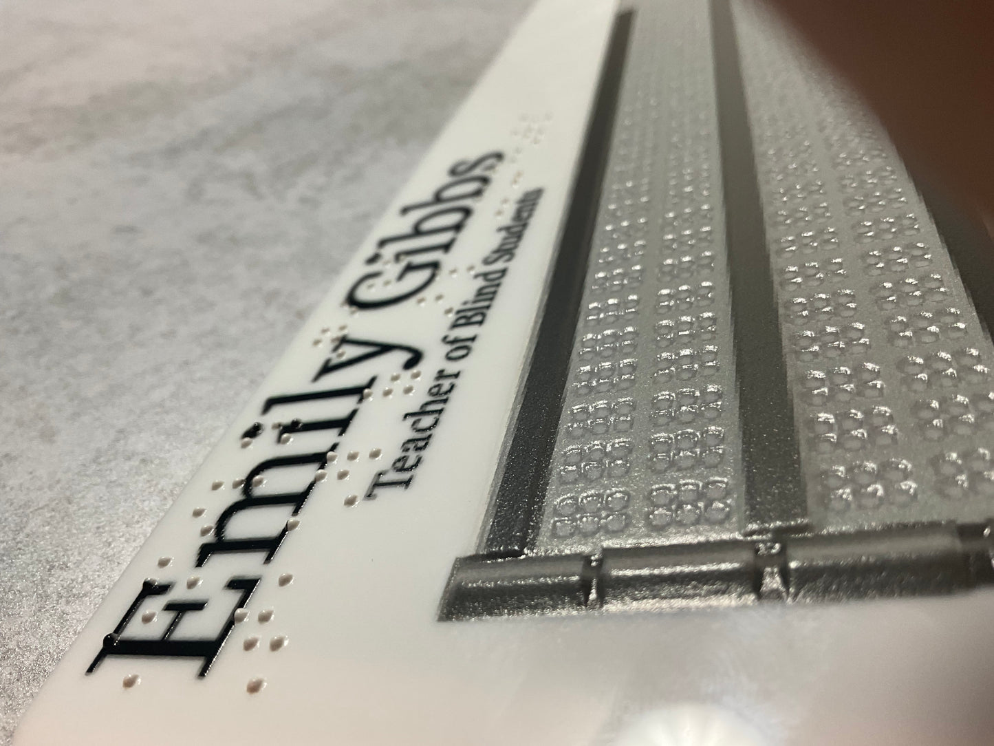 Custom Braille/Large Print Desktop Name Plate