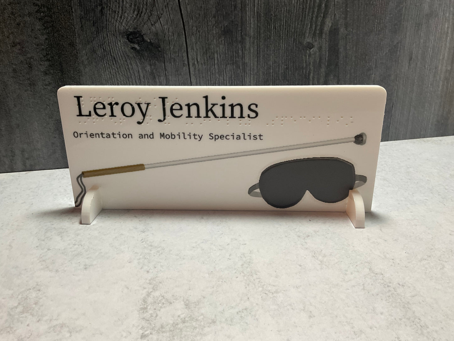 Custom Braille/Large Print Desktop Name Plate