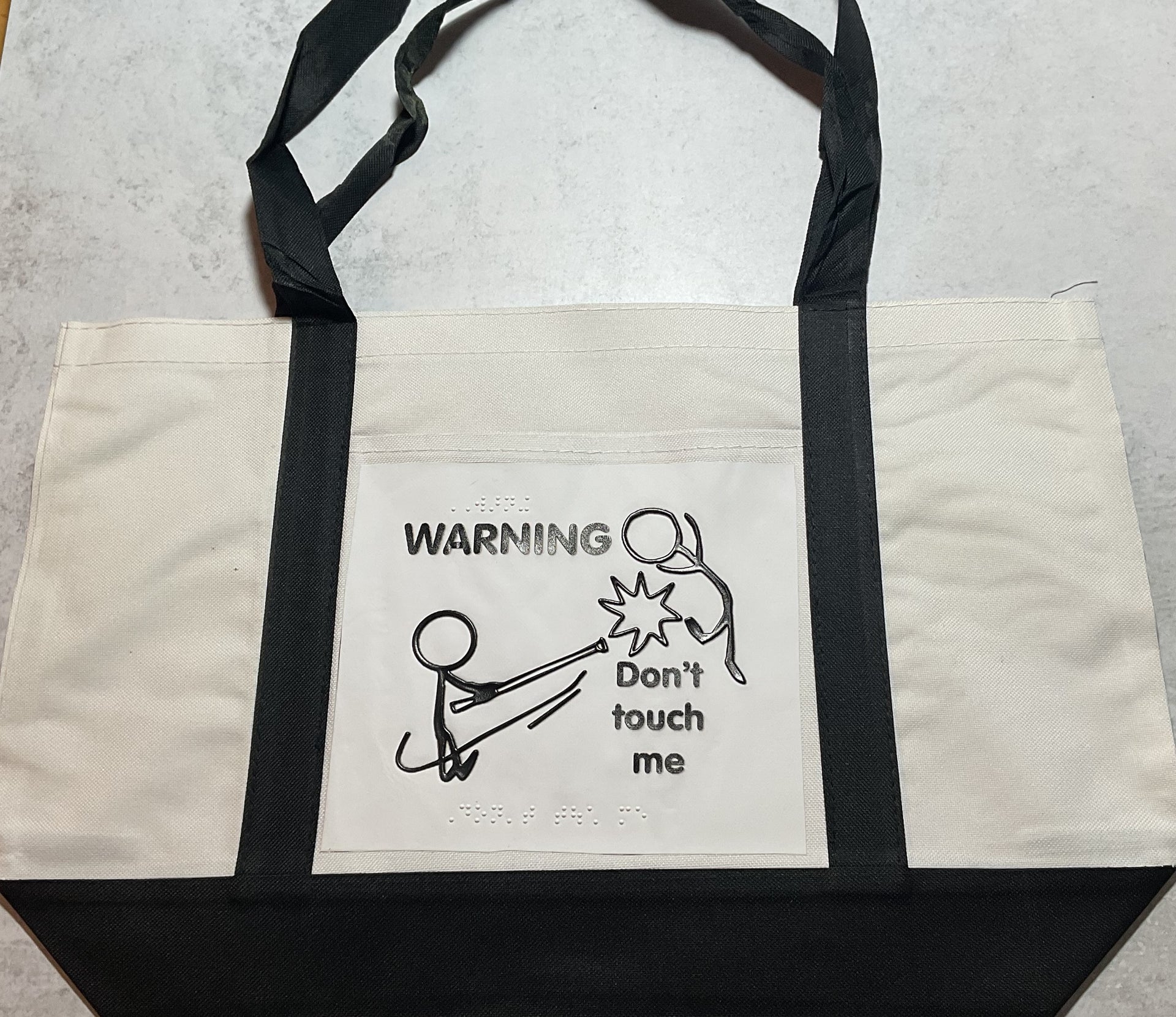 CafePress 'Braille Quit Staring' Canvas Tote Bag – Reusable Natural Canvas Shopping Tote, Two Sizes