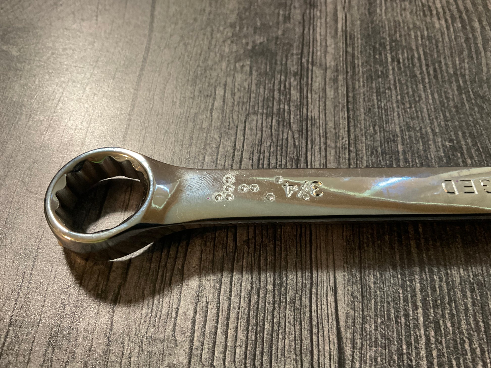 Close up on the 3/4th inch wrench