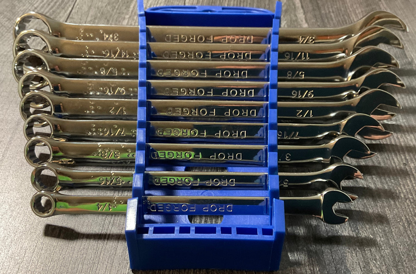 Set of wrenches with braille on them.