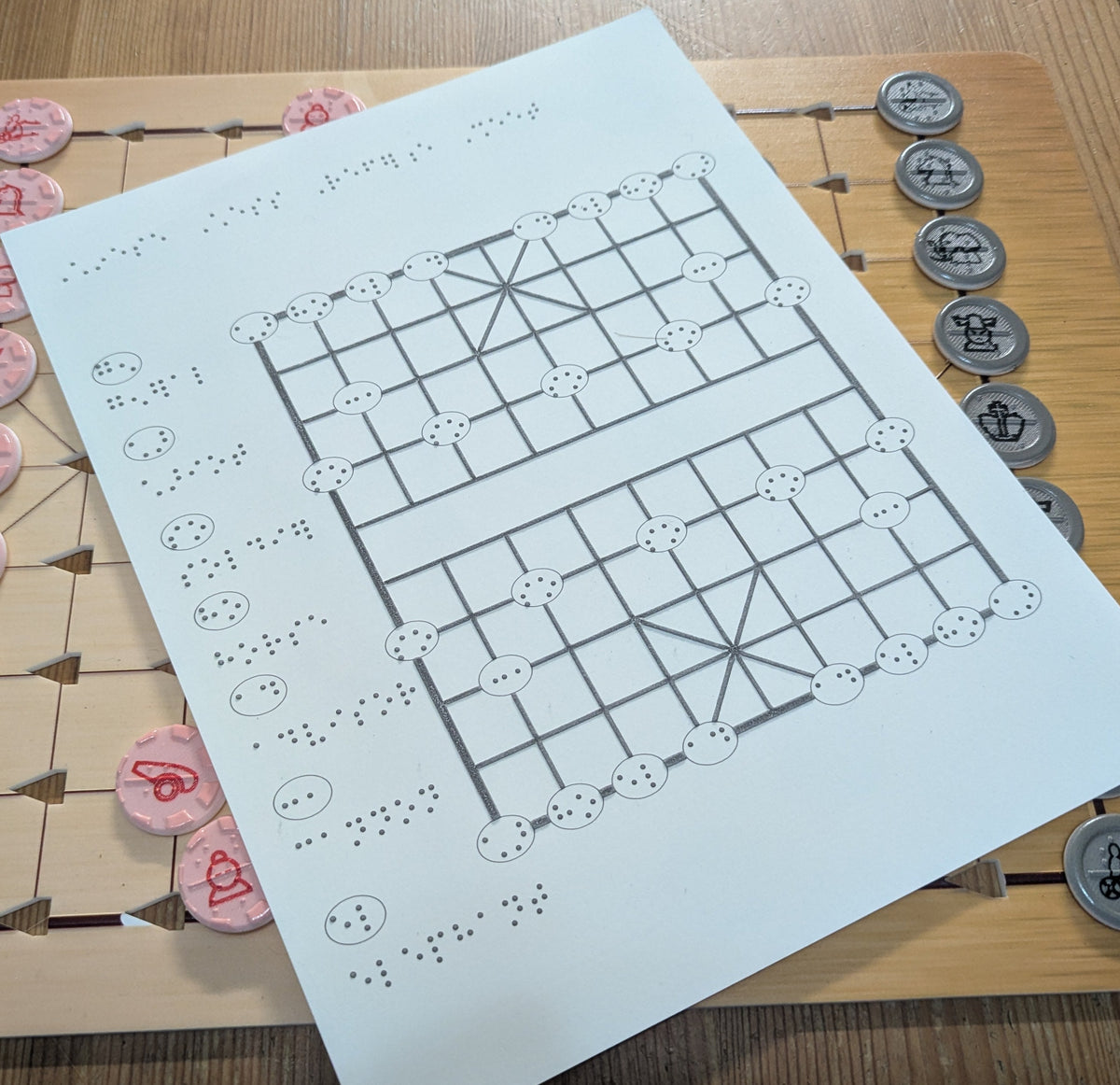 Picture of the swellform layout sheet that comes with the game to aid with setup.